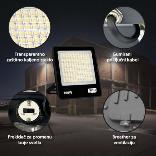 LED Reflektor 100W Promenljiva Boja | LRF043CCT-100W - Reflektor bez senzora