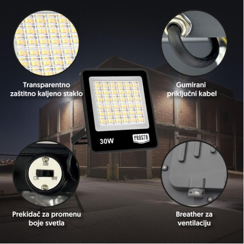 LED Reflektor 30W Promenljiva Boja | LRF043CCT-030W - Reflektor bez senzora