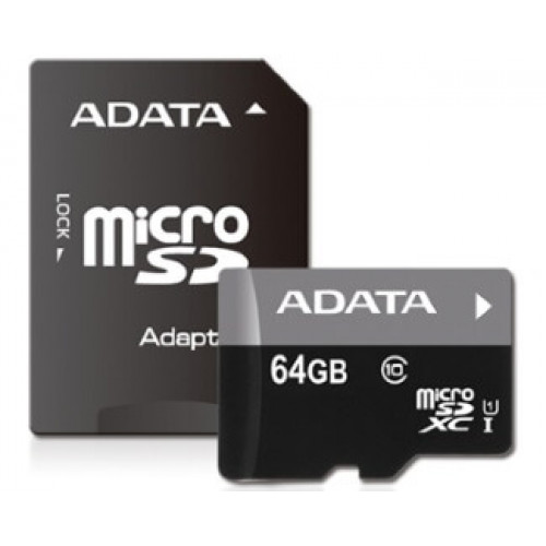 A-DATA UHS-I MicroSDXC 64GB class 10 + adapter AUSDX64GUICL10-RA1Hard disk za video nadzor A-DATA UHS-I MicroSDXC 64GB class 10 + adapter AUSDX64GUICL10-RA1Hard disk za video nadzor