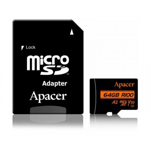 APACER UHS-I MicroSDXC 64GB U3 V30 A2 + Adapter AP64GMCSX10U8-RHard disk za video nadzor