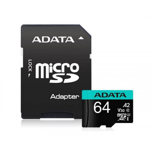 A-DATA UHS-I U3 MicroSDXC 64GB V30S class 10 + adapter AUSDX64GUI3V30SA2-RA1Hard disk za video nadzor A-DATA UHS-I U3 MicroSDXC 64GB V30S class 10 + adapter AUSDX64GUI3V30SA2-RA1Hard disk za video nadzor