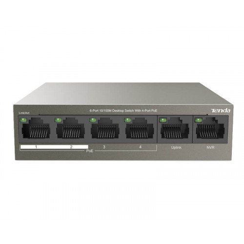 TENDA TEF1106P-4-63W 6-Port 10/100M Desktop Switch with 4-Port PoEEthernet PoE svičevi TENDA TEF1106P-4-63W 6-Port 10/100M Desktop Switch with 4-Port PoEEthernet PoE svičevi