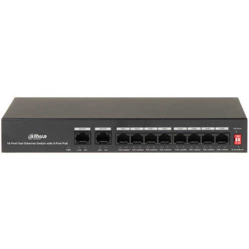 DAHUA PFS3010-8ET-65 10-Port Ethernet Switch with 8-Port PoE - Ethernet PoE svičevi