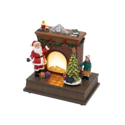 LED diorama Kamin sa pokretnom jelkom, novogodišnji ukras