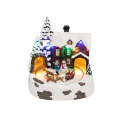 LED diorama Snežna koliba sa pokretnim sankama, novogodišnji ukras HOME DRM15