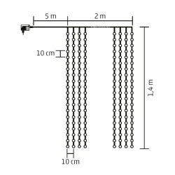 LED zavesa HOME KIN294C/WW, 294 toplo bele LED, 21 niz x 14 dioda, 2x1.4m
