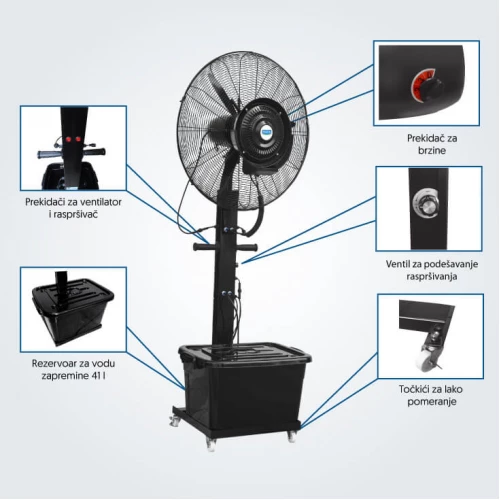 Ventilator sa raspršivačem 41 l Prosto - Ostala oprema Ventilator sa raspršivačem 41 l Prosto - Ostala oprema