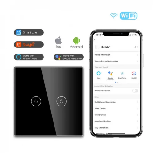 Wi-Fi smart prekidač svetla sa N provodnikom 2x5A - Ostala oprema Wi-Fi smart prekidač svetla sa N provodnikom 2x5A - Ostala oprema