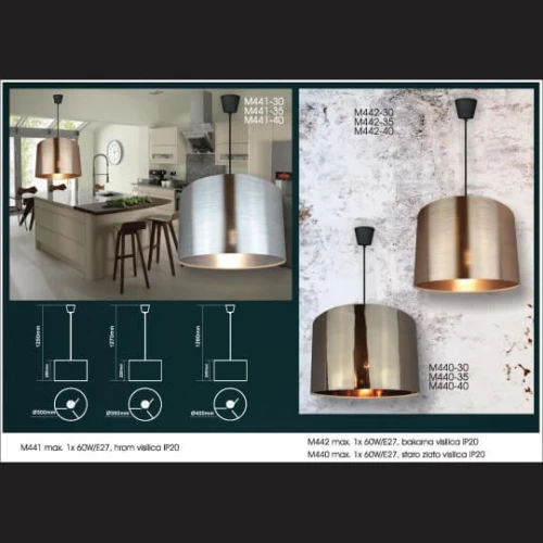Visilica staro zlato 1xE27 Max.60W/220V M440-40 - Lusteri i visilice Visilica staro zlato 1xE27 Max.60W/220V M440-40 - Lusteri i visilice