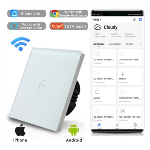 Wi-Fi smart prekidač svetla sa N provodnikom 1x5A - Led oprema Wi-Fi smart prekidač svetla sa N provodnikom 1x5A - Led oprema