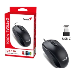 Genius Žični Optički Miš USB Tip C, 1200 DPI, Ambidekstrnski, Crni, 85 g