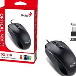 Genius Žični Optički Miš USB Tip C, 1200 DPI, Ambidekstrnski, Crni, 85 g