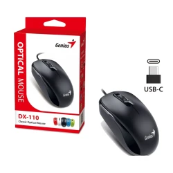 Genius Žični Optički Miš USB Tip C, 1200 DPI, Ambidekstrnski, Crni, 85 g