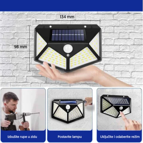 Solarna LED lampa sa PIR senzorom zidna - Led spoljna rasveta