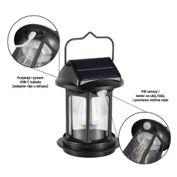Solarna lampa fenjer sa senzorom pokreta