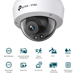 TP-Link VIGI 4MP IP dome kamera, IK10/IP67