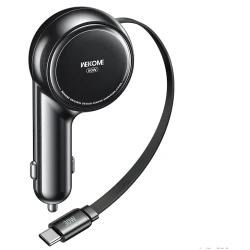Wekome 30W auto punjač USB-C sa uvlačivim kablom crni (GPS01124)