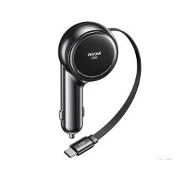 Wekome 30W auto punjač USB-C sa uvlačivim kablom crni (GPS01124)