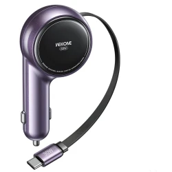 Wekome 30W auto punjač USB-C sa uvlačivim kablom ljubičasti (GPS01117)