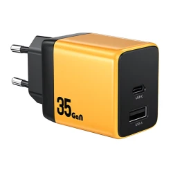 Wekome 35W brzi punjač USB-A i USB-C žuti (GPS01120)