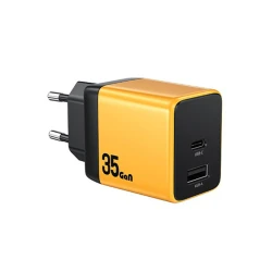 Wekome 35W brzi punjač USB-A i USB-C žuti (GPS01120)