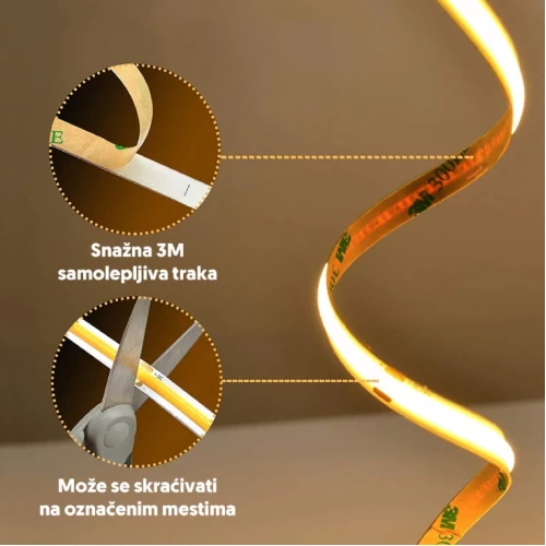 CCT COB LED traka 608 LED/m IP20 - Led trake