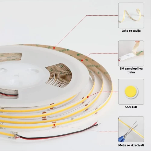 COB LED traka 3000K 320 LED/m IP20 - Led trake