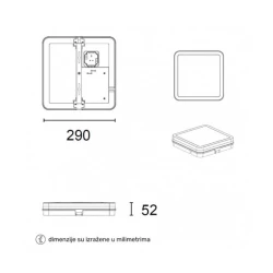 Crna LED plafonjera 24W | NORA24W/C | CCT boja