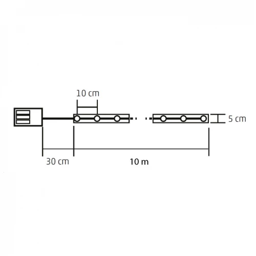 LED svetleći niz zlatna traka sa 100 LED dioda - Dekorativna rasveta