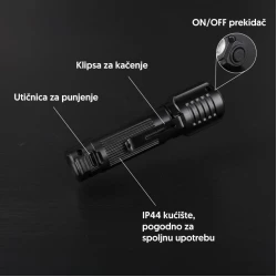 Punjiva LED baterijska lampa 3W XPE LED