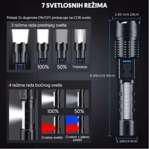 Ručna LED lampa sa LASER LED tehnologijom - Led lampe na baterije