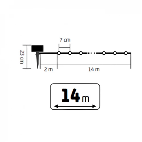 Solarni LED niz 14m, 200 toplo belih dioda - Dekorativna rasveta