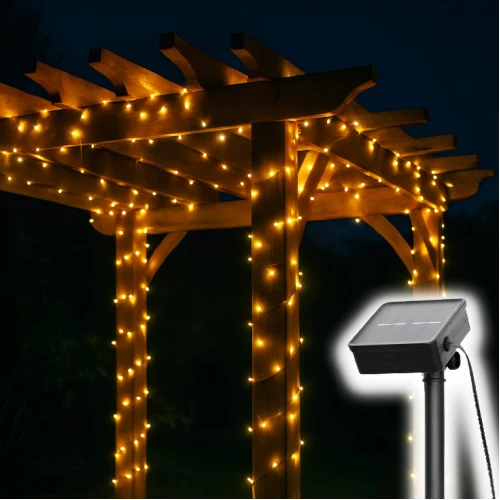 Solarni LED niz 14m, 200 toplo belih dioda - Dekorativna rasveta