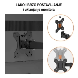 Stalak za monitor HOME MHZ11, 15-32 inča, do 8 kg, sa držačima kablova
