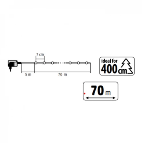 Svetleći niz sa 1000 hladno belih LED dioda 70m - Dekorativna rasveta