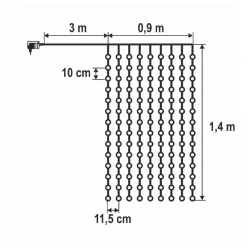 Svetleći niz-zavesa sa 126 toplo belih LED dioda
