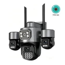 Wi-Fi tripl kamera 3x3MP, PTZ 355°, alarmno svetlo i sirena, IP65 (WFIP-KB3X3)