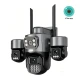 Wi-Fi tripl kamera 3x3MP, PTZ 355°, alarmno svetlo i sirena, IP65 (WFIP-KB3X3)
