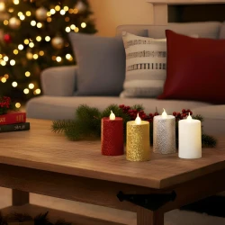 Home CDS2 LED sveće sa šljokicama na bateriju, pakovanje 2 komada