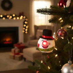 Home KID66 sneško ukras za jelku sa trepćućim LED nosem 65 mm, crni cilindar