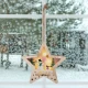 Home KLW17S drvena LED zvezda za prozor ili vrata sa sneškom, natpis Merry Christmas