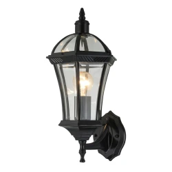 Spoljna zidna lampa fenjer 1 x E27, crna, aluminijum i staklo, IP44