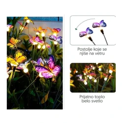 Solarne baštenske lampe leptiri, set 4 komada