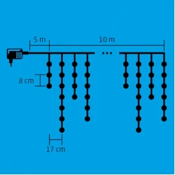LED svetleći niz 300 dioda 10m, hladno bela, 8 programa (KKF308/WH)