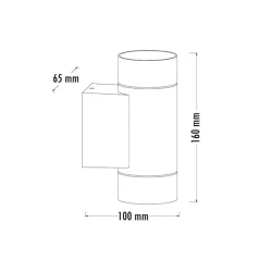 Spoljna zidna lampa 2 x GU10 svetlo gore i dole, crna, aluminijum, IP65