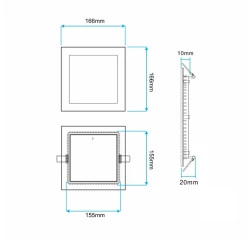 Mitea M12UK/W četvrtasti ugradni LED panel 12 W, 6500 K dnevno svetlo, 920 lm
