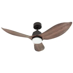 Mitea Plafonski Ventilator Metalni 35W, 5500 m³/h, 20W LED, Crna sa Tamnim Drvenim Akcentom