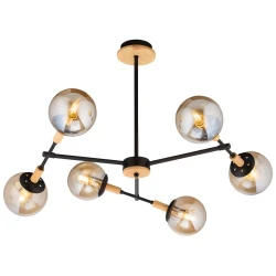 Mitea M11081-6 luster sa 6 zlatnih staklenih kugli, crni, 6xE27