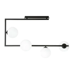 Mitea M10771-4 geometrijski luster sa 4 bele kugle, crni, 4xE27