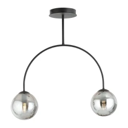 Mitea M11098-2 luster luk sa 2 dimljene kugle, crni, 2xE27